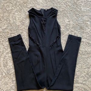 Black stretch/lace jumpsuit
